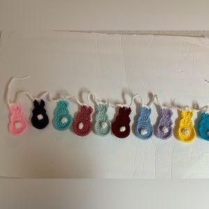 Easter Bunny Garland New Rainbow Colors Fluff Tail Handmade Crochet